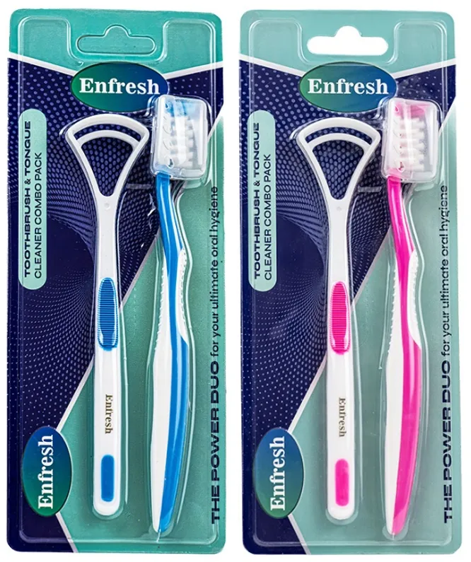 Enfresh منظف لسان + فرشاة أسنان