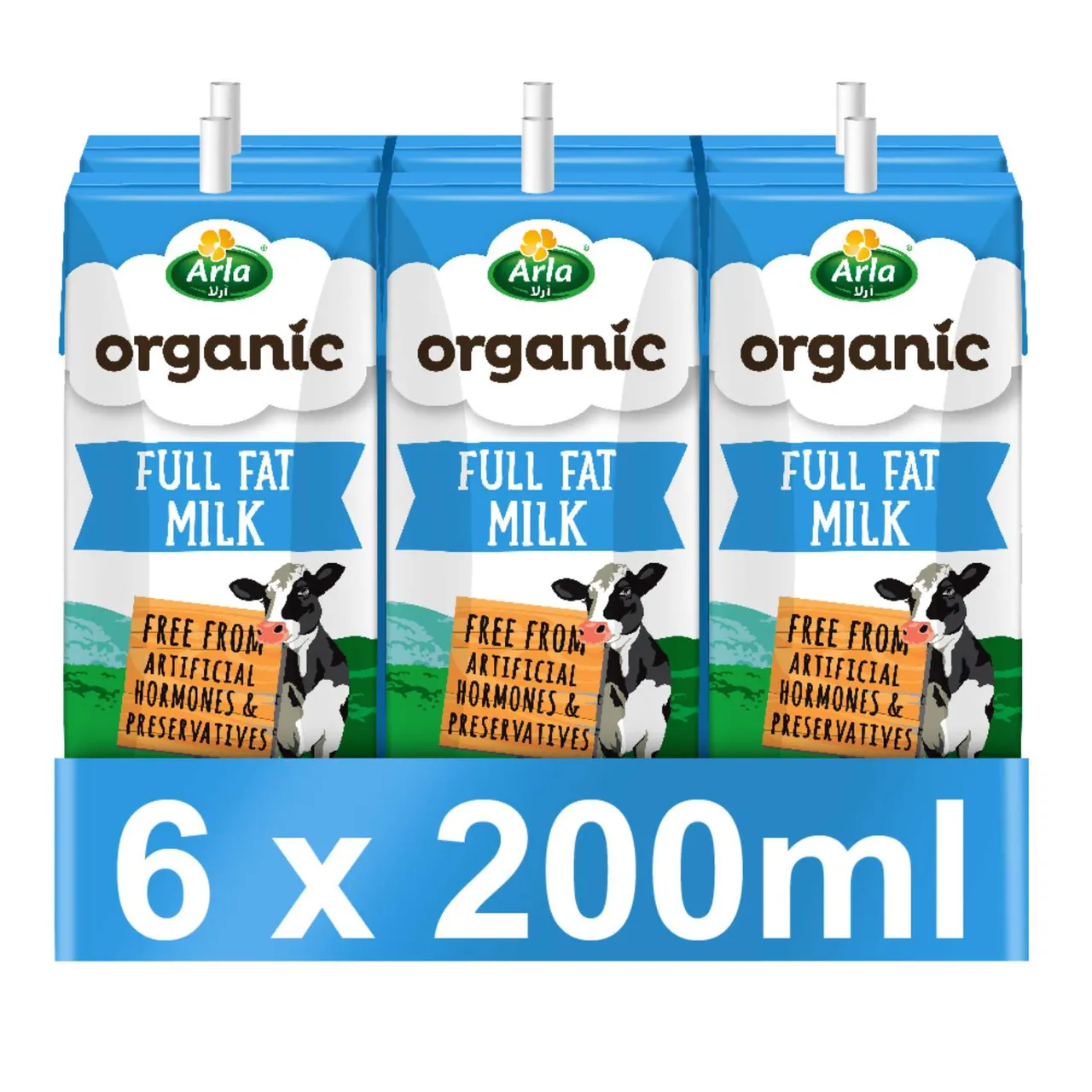Arla حليب عضوي كامل الدسم عبوة متعددة
