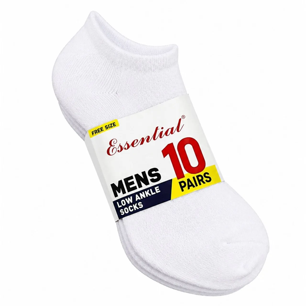 Carrefour جوارب رجالية قصيرة Men Essential، أبيض MV-151، مقاس حر، 10 أزواج