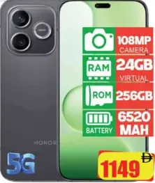 Honor 600Lite كاميرا 108Mp وذاكرة افتراضية 24Gb وتخزين 256Gb وبطارية 6520 Mah