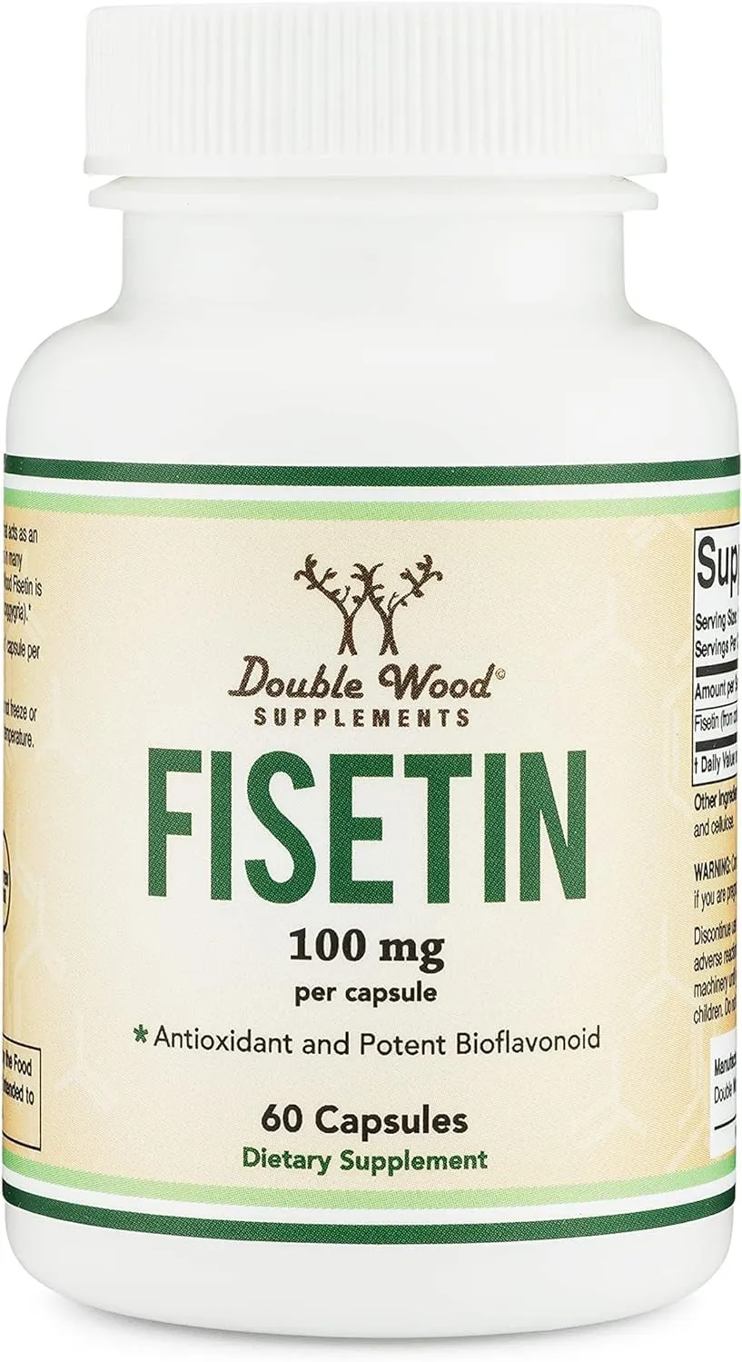 Double Wood Supplements كبسولات فيسيتين 100mg عدد 60 (بوليفينول بيوفلافونويد طبيعي) دعم مكافحة الشيخوخة