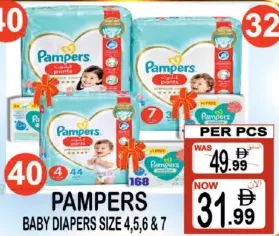 Pampers Baby Diapers Size 4,5,6 & 7