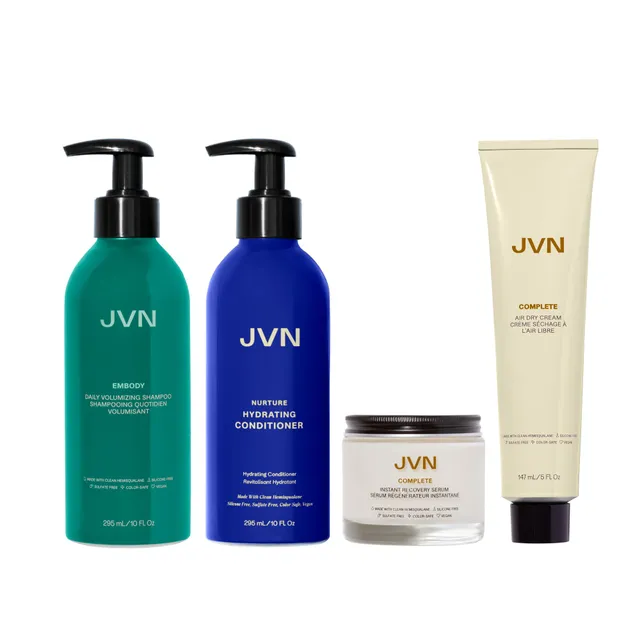 JVN CurlsWaves Set - Shampoo, Conditioner, SerumAir Dry Cream (4 Ct
