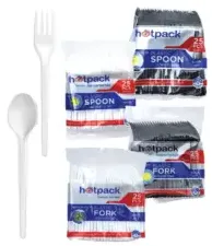 Hotpack ملعقة أو شوكة بلاستيك