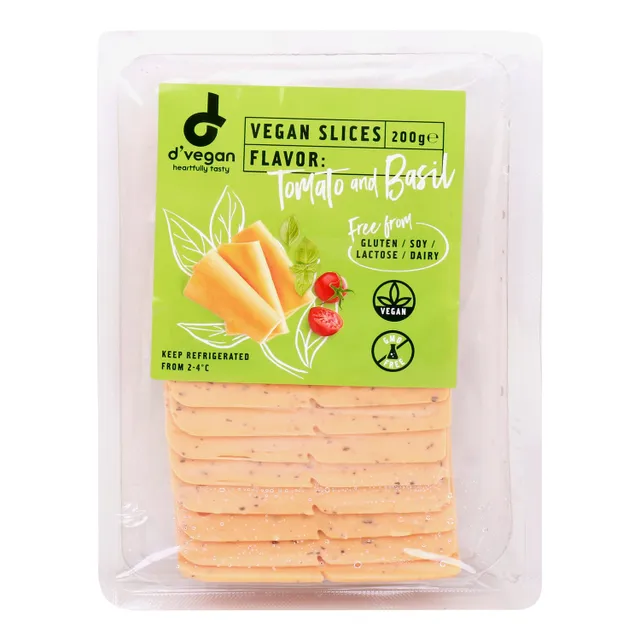 D'Vegan Tomato and Basil Flavor Cheese in Slices