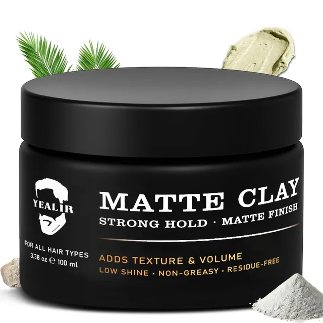 Yealir Men's Matte Hair Clay, Strong Workable Hold, Instant Volume Texture, 3.38oz