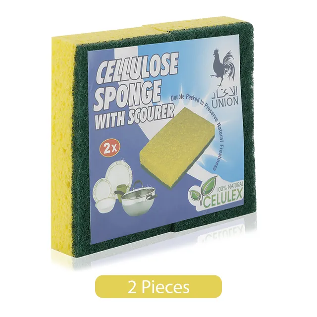 Union Cellulose Sponge With Scourer - 2 Pcs
