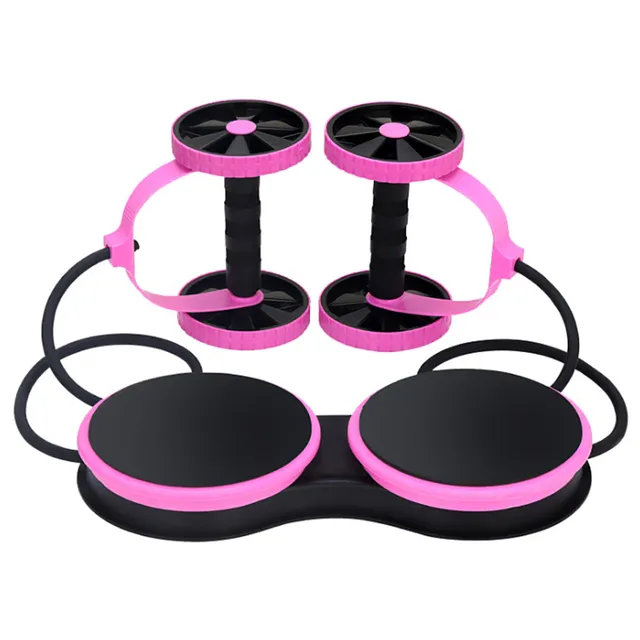 yalla homegym Multi-Function Core Exercise Trainer Double Ab Roller Wheel, Resistance Pull Rope
