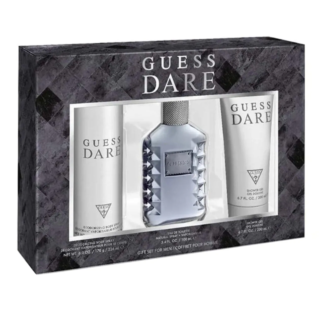 Guess طقم Dare للرجال: أو دو تواليت وجل استحمام وبخاخ للجسم