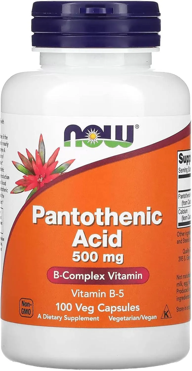 Now Foods حمض البانتوثنيك، 100 كبسولة 500mg
