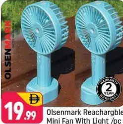 Olsenmark Reachargble Mini Fan With Light