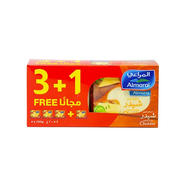 Al Marai Almarai Cheddar Slice 200Gmx3Pcs+1Pc Free