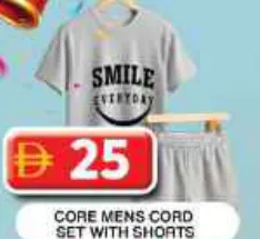 Core Mens Cord Set With Shorts