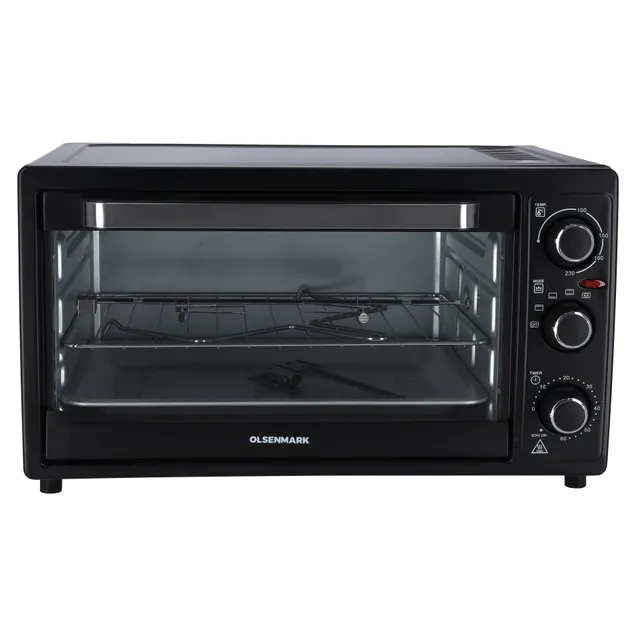 Olsenmark Electric Kitchen Oven - Powerful 2000W with Baking Pan, 60 Minutes Timer & Rotisserie Function, 100-250 Adjustable Temperature 5 Selectors for Baking & Grilling, 5 Accessorie