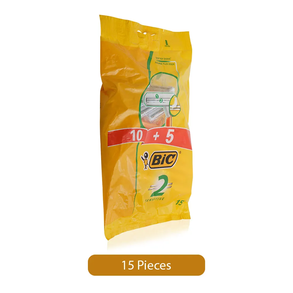 Bic شفرات حلاقة حساسة 2 شفرة - 10 + 5 Pcs