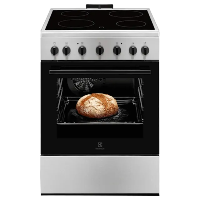 Electrolux 60cm UltimateTaste 500 Electric Ceramic Cooker and Oven LKR620002X, Metal, Silver, 4 Cooking Zones