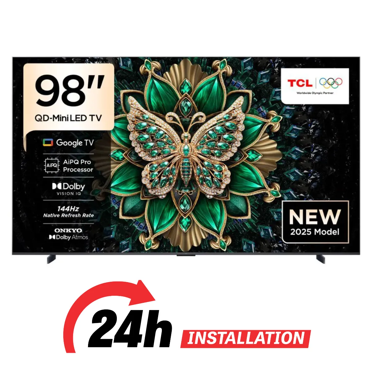 TCL تلفاز 98 Inch TV C6K Premium QD-MiniLED | سلسلة تعتيم دقيق حتى 512 Zones | سطوع HDR عالٍ | QLED | لوحة HVA | نظام ONKYO 2.1 Hi-Fi | معالج AiPQ Pro | معدل تحديث أصلي 144Hz | تصميم نحيف للغاية | 2025