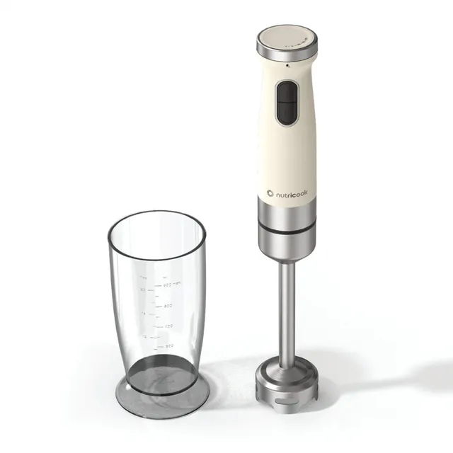 Nutricook 1200W Hand Blender with Beaker, Beige, NC-HB150BG