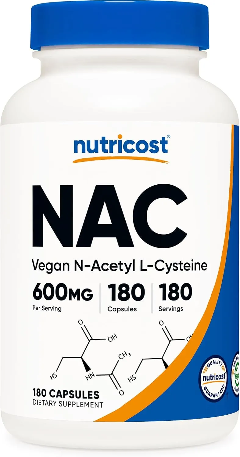 Nutricost إن-أسيتيل إل-سيستين (NAC) بتركيز 600mg عدد 180 كبسولة
