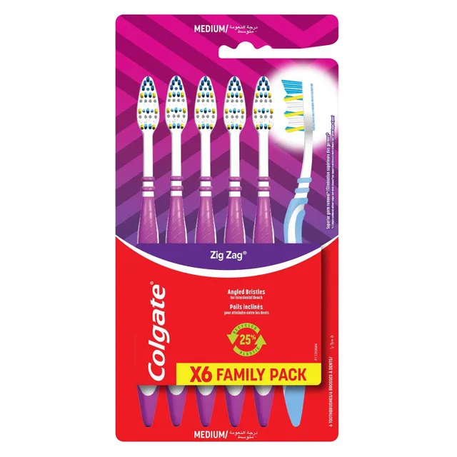 Colgate Toothbrush Zigzag Medium - 6 Pcs