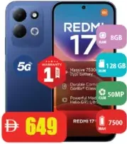 Redmi 17 8GB RAM، 128GB ROM، 5G، 50MP، 7500 mAh