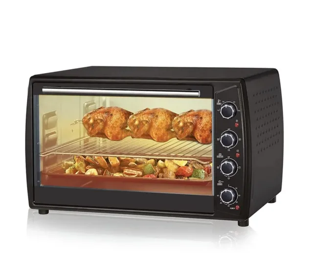 Havenix Electric Oven 2200W Convection & Rotisserie 4 Control Knobs, 60-MIN Timer Bake, Grill, Toast & Roast Includes Bake Tray, Wire Rack, Tong & Tray Handle