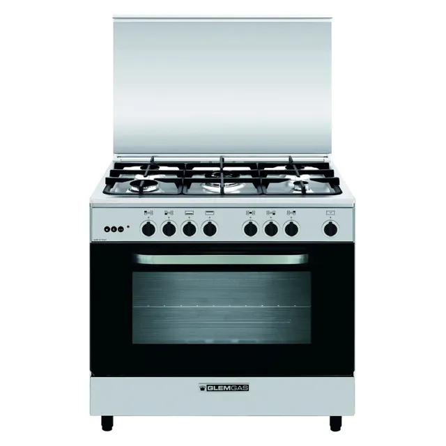 Glemgas 90x60 Gas Cooker 5-Burners With Grill AL9612RI-FSCD Silver