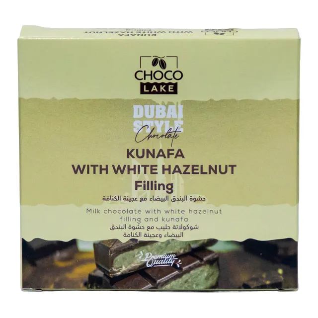 Choco Lake Dubai Style Kunafa Milk Chocolate Bar with White Hazelnut Filling