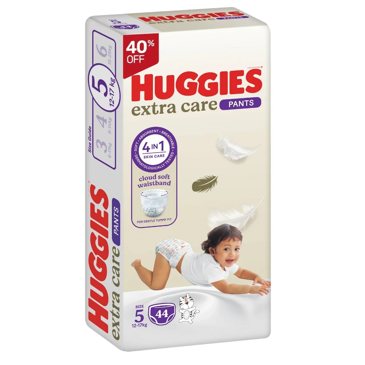Huggies سروال حفاض جامبو مقاس 5 (12-) - 44's