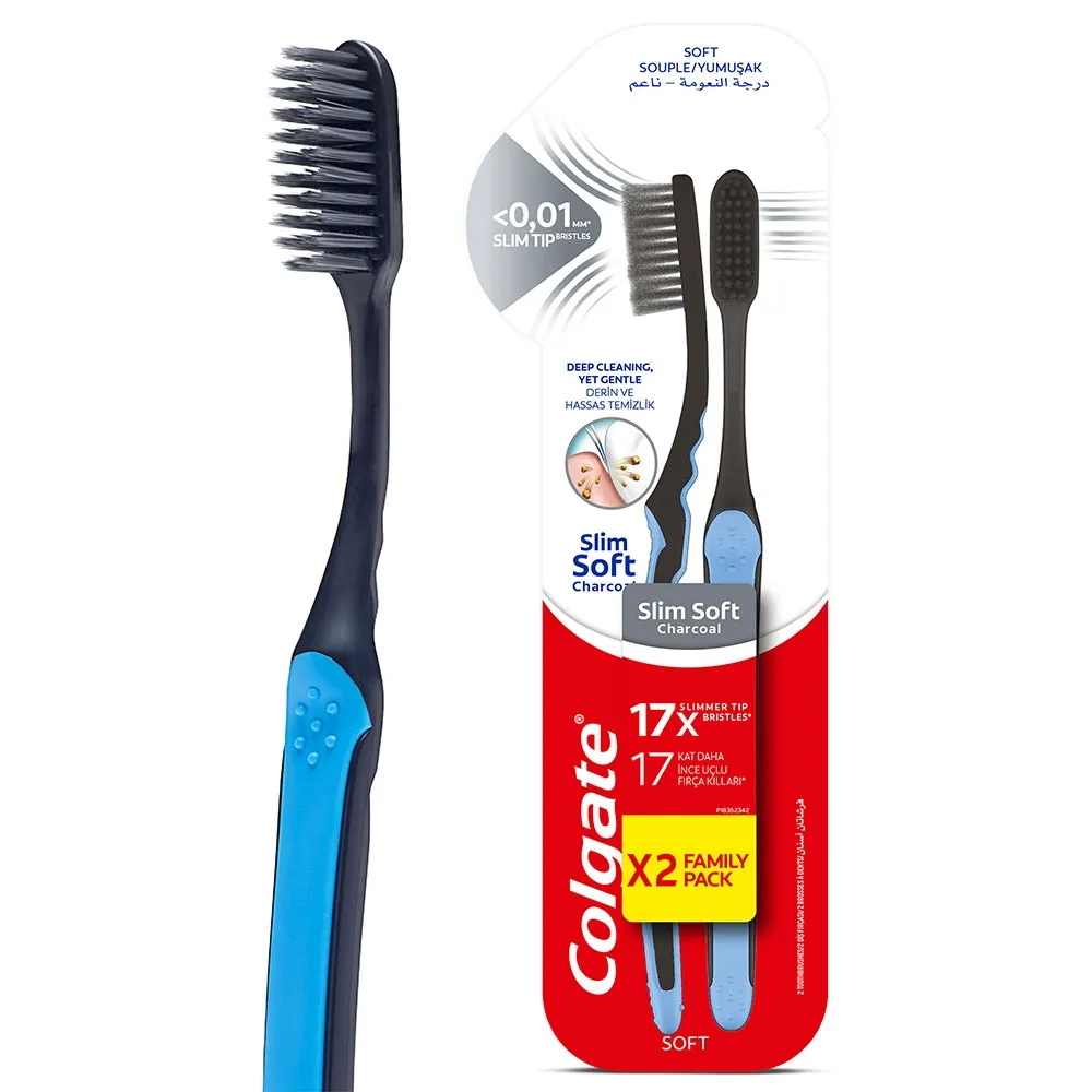 Colgate فرشاة أسنان بالفحم ناعمة جداً - 2pcs