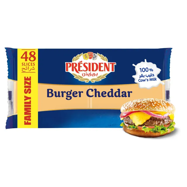 President Burger Cheddar Cheese Slices, 48 Slices