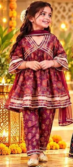 Girls Alia Cut Kurti Set