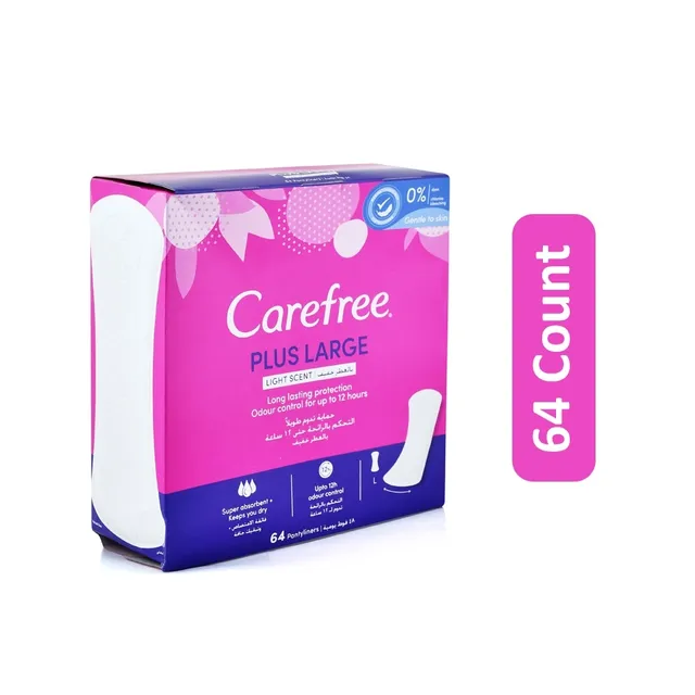 Carefree Plus Large Light Scent Panty Liners - 64 Pcs