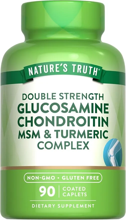 Nature'S Truth Ds Glucosamine Chondroitin MSM Complex 90 Tablets, With Turmeric, Double Strength, Non-Gmo & Gluten Free Supplement