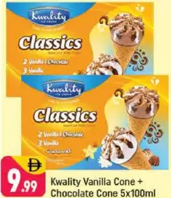 Kwality Vanilla Cone + Chocolate Cone