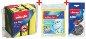 vileda إسفنجة قماش + تيب توب + إينوكس