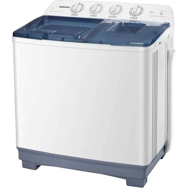 Daewoo Twin Tub Semi Automatic Washing Machine, White, Dw, T130W, 1 Year Warranty