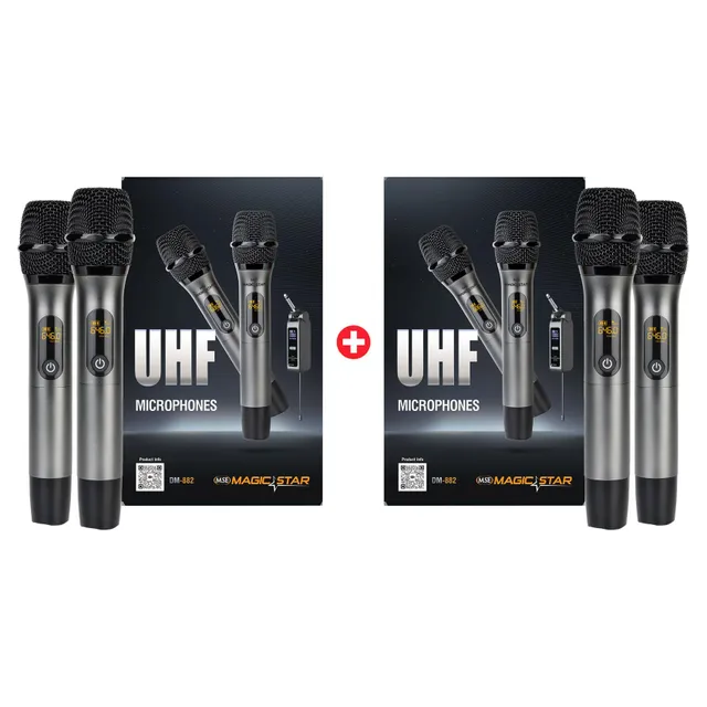 MSE Magic Star DM-822 + DM-822 UHF Wireless Microphone Bundle, 4 Microphones with 2 Receivers