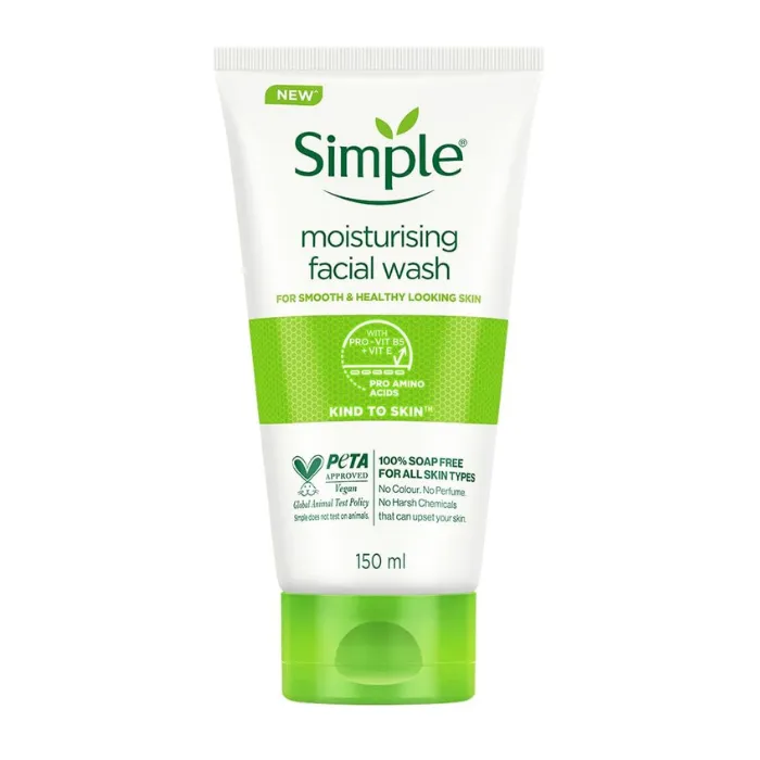 Simple غسول وجه مرطب لطيف على البشرة، منظف لطيف للبشرة الحساسة