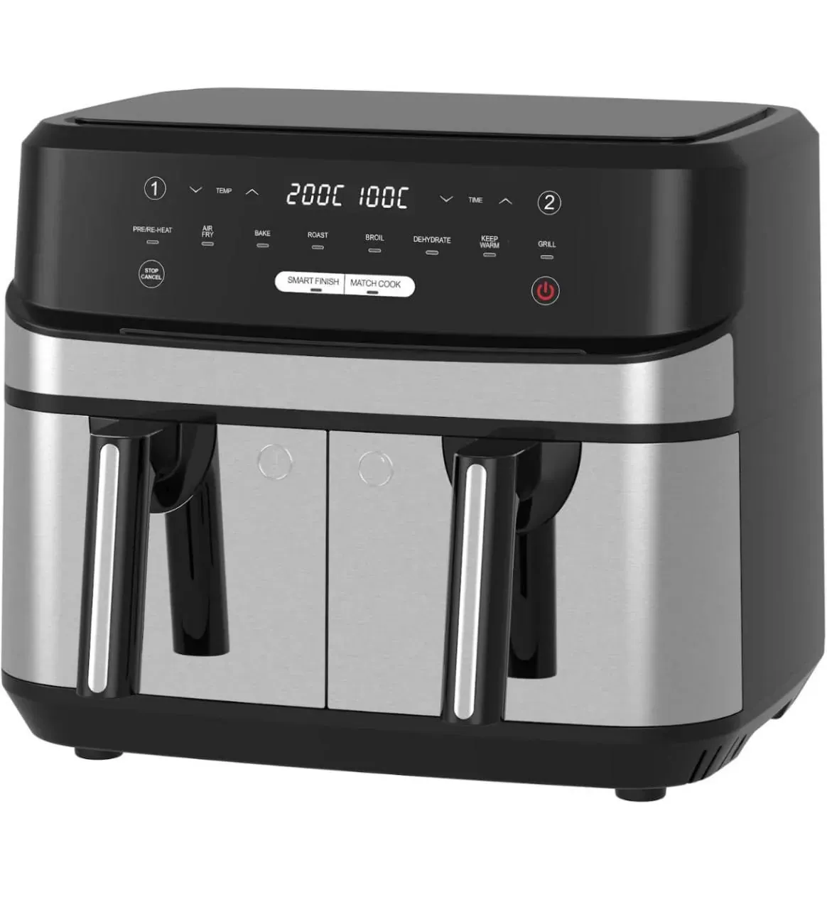 kitchen desk مقلاة هوائية رقمية - تحكم قابل للتعديل في درجة الحرارة، مؤقت 60 دقيقة، تقنية تدوير الهواء السريع، سهلة التنظيف، طهي صحي بدون زيت