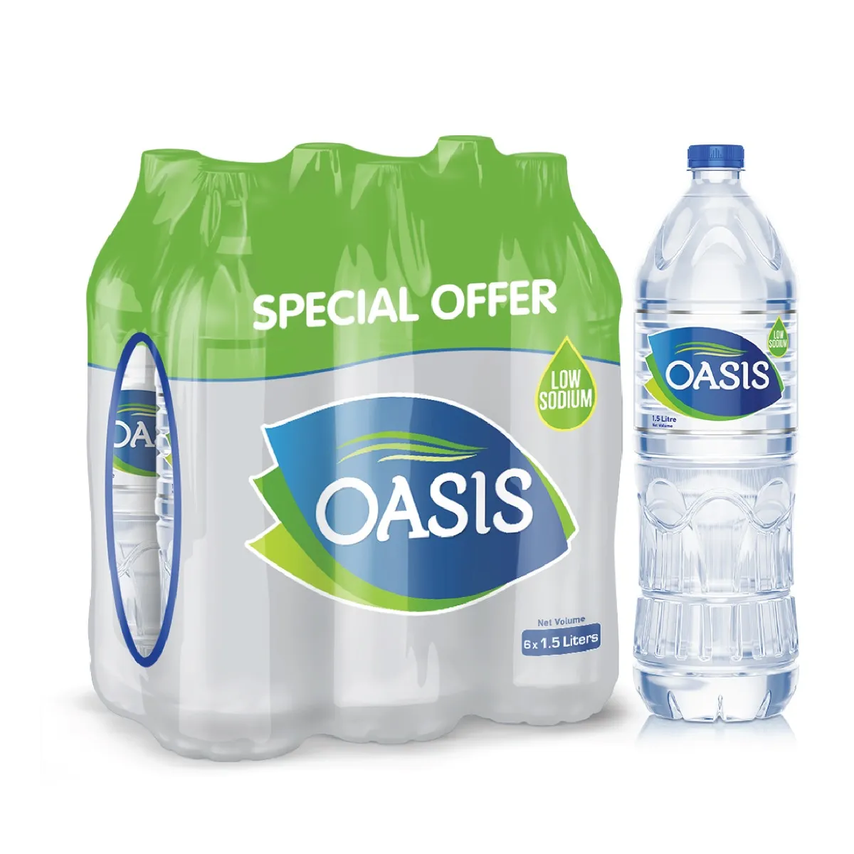 Oasis مياه شرب معبأة قليلة الصوديوم عبوة قيمة