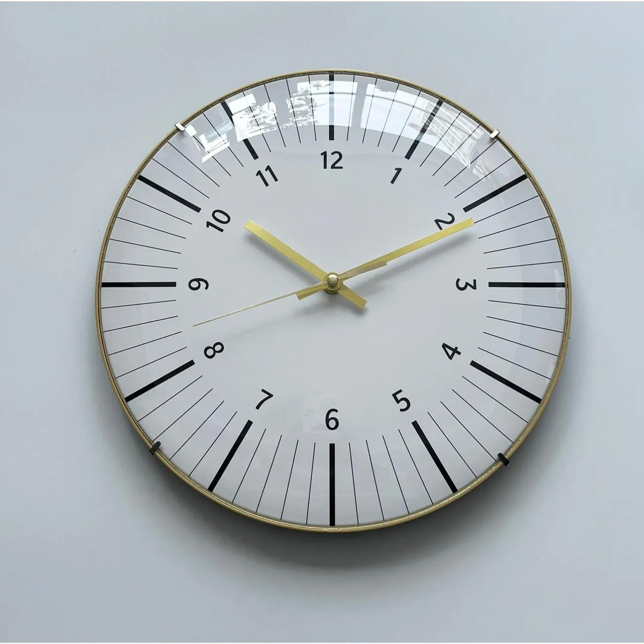 Maple Leaf Home Dome Glass Wall Clock, 30 cm, Gold, BPR1270G