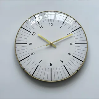 Maple Leaf Home Dome Glass Wall Clock, 30 cm, Gold, BPR1270G