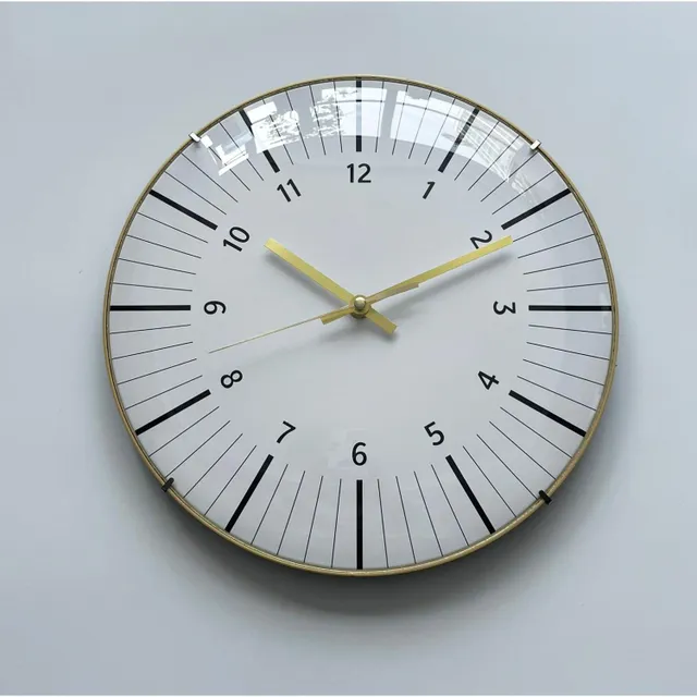 Maple Leaf Home Dome Glass Wall Clock, 30 cm, Gold, BPR1270G