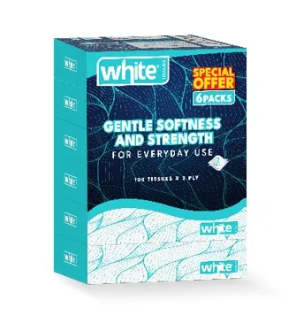 مناديل وجه بيضاء دوبلكس 100Pulls x 2Ply 6In1