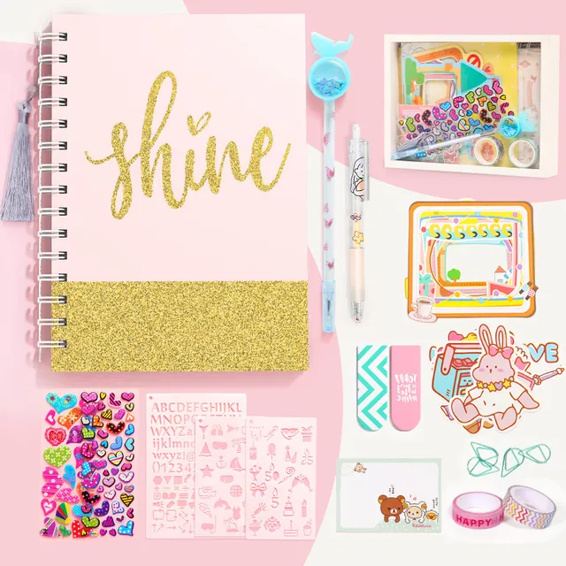 Arulis DIY Journal Kit, Gifts for Girls Age of 8 9 10 11 12 13 Years Old and Up, Girls Journal Set for Teen Decorate Her Planner/Organizer Birthday Gift Cute Art Crafts Scrapbook Stationary Kit