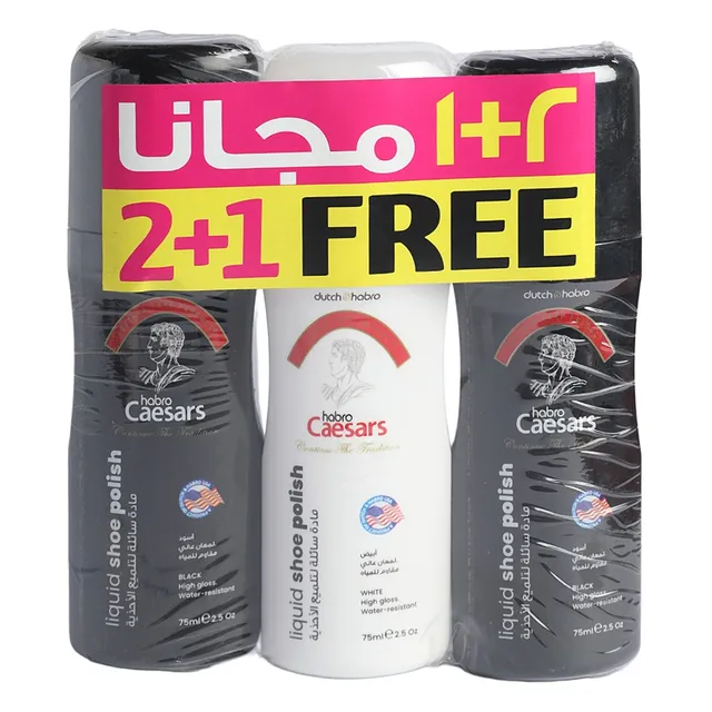 Habro Caesars Liquid Shoe Polish Set - 2 x Black + 1 White