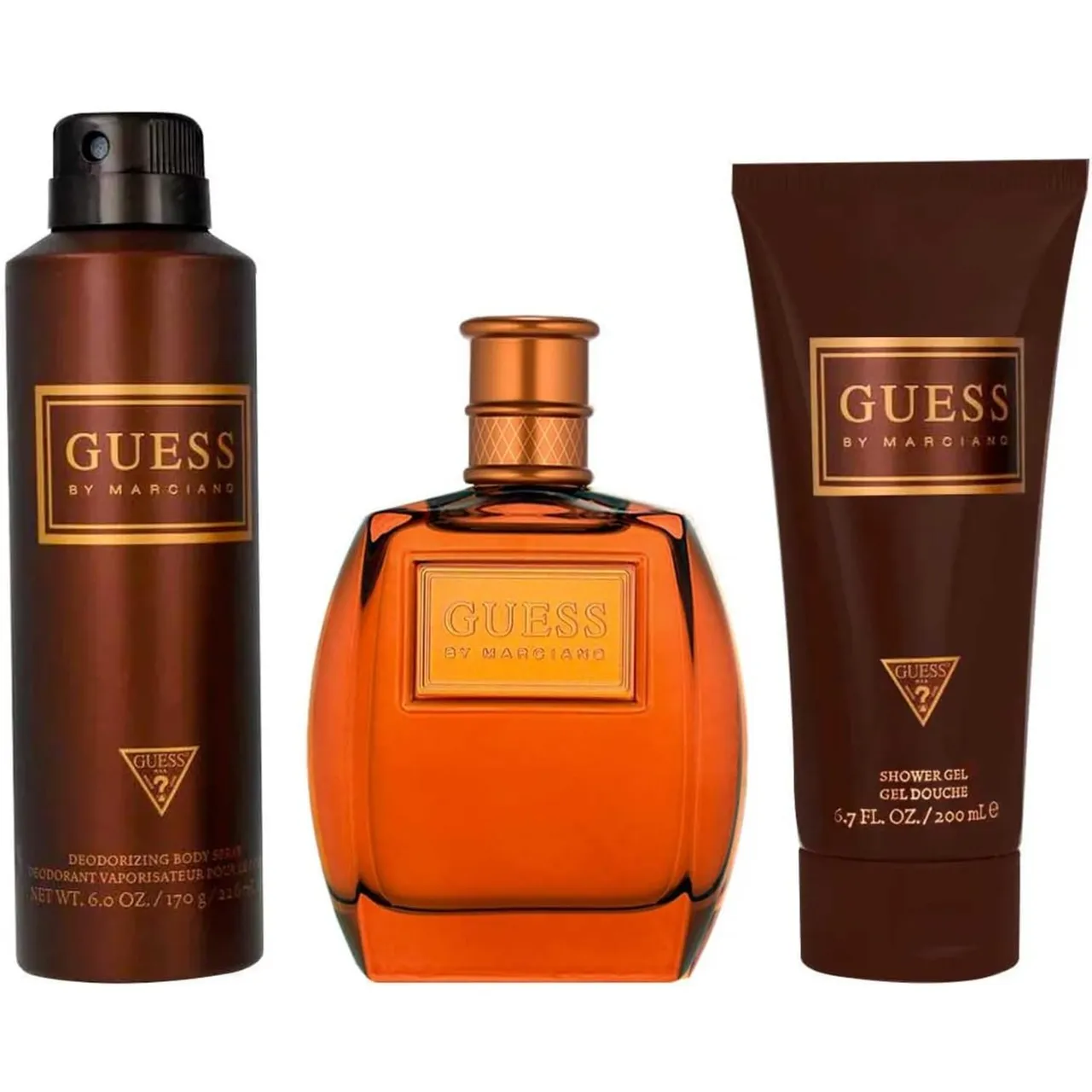 Guess طقم هدايا للرجال by Marciano أو دو تواليت + بخاخ جسم + جل استحمام