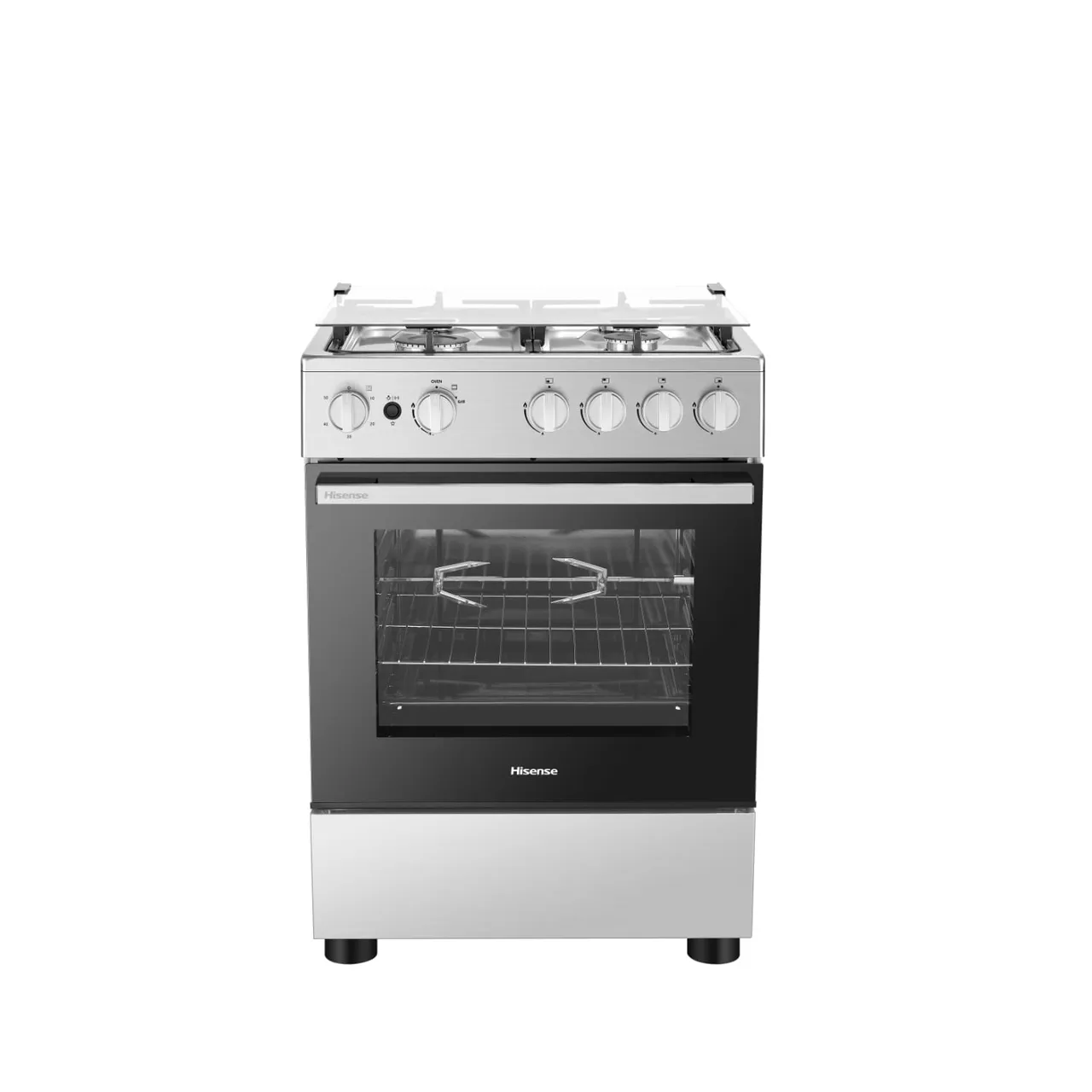Hisense فرن غاز قائم بذاته، 60 cm، 4 شعلات غاز، ستانلس ستيل، HFG60422RX