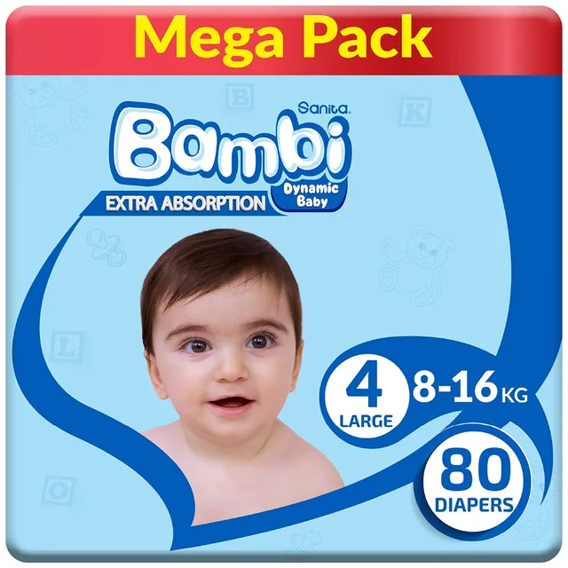 Sanita Bambi Baby Diapers Size 4 (8- ) - 80 Pcs